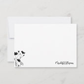 Black Elegant Wildflower Bedankkaart (Achterkant)