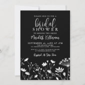 Black Elegant Wildflower Bridal Shower Kaart (Voorkant)