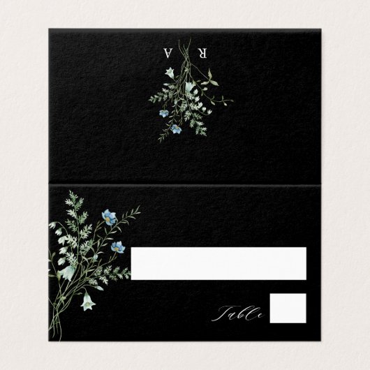 Black Elegant Wildflower Weddenschapskaart Kaart (Buitenkant ongevouwen)