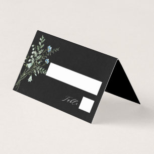 Black Elegant Wildflower Weddenschapskaart Kaart