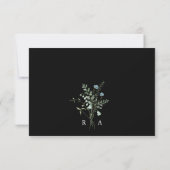 Black Elegant Wildflower Wedding Meal Choice RSVP (Achterkant)