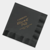 Black | Elegante stijlvolle belettering pensioen p Folie Servetten (Links)