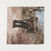 BLACK ELEPHANT WALKING ON BROWN SAND WANDKLEED (Voorkant (horizontaal))
