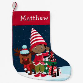 Black Elf Boy met Rudolph Kleine Kerstsok