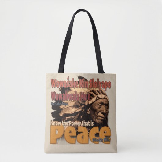 Black Elk "Ken the Power that is Peace"-canvas tas (Voorkant)