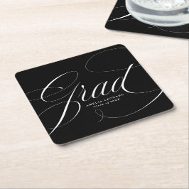 Black | Eloquence Afstuderen Square Paper Onderzet Kartonnen Onderzetters