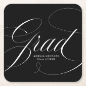 Black | Eloquence Afstuderen Square Paper Onderzet Kartonnen Onderzetters (Voorkant)