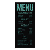 Black & Emerald Glitter Nail Salon Menu Kaarten (Voorkant)