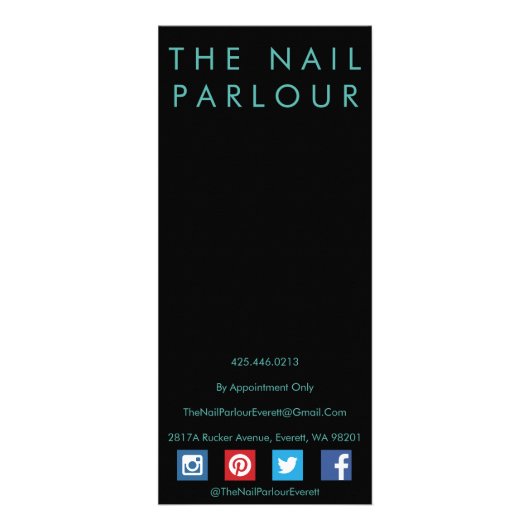 Black & Emerald Glitter Nail Salon Menu Kaarten (Achterkant)