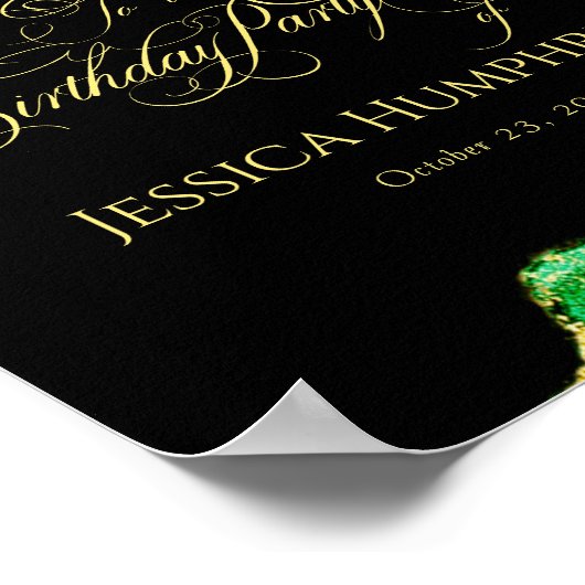 Black Emerald Gold Birthday Welcome Poster (Hoek)