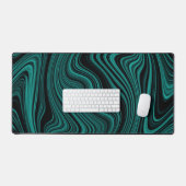 Black & Emerald golvende abstractie Bureaumat (Keyboard & Muis)