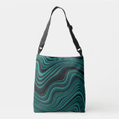 Black & Emerald golvende abstractie Crossbody Tas (Achterkant)