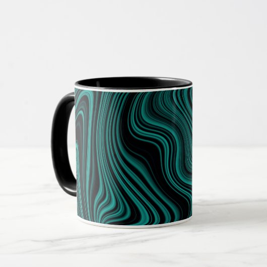 Black & Emerald golvende abstractie Mok (Voorkant links)