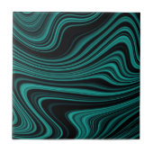 Black & Emerald golvende agaat abstractie Tegeltje (Voorkant)