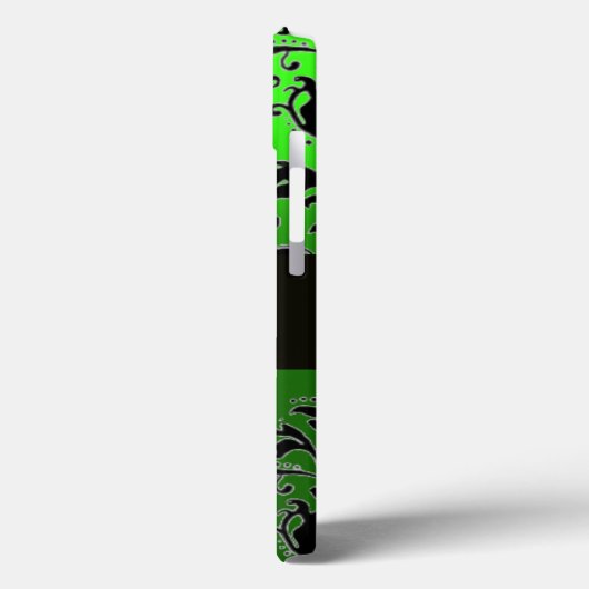 BLACK EMERALD GREEN BURGUNDY DAMASK MONOGRAM Case-Mate iPhone CASE (Achterkant / Links)