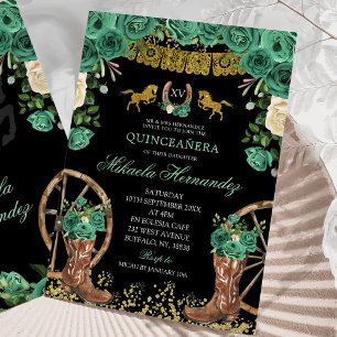 Black Emerald Green Hunter Westerne laarzen XV Año Kaart