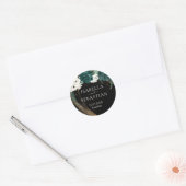Black Emerald Green Rose Floral Wedding Ronde Sticker (Envelop)