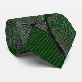 Black Emerald Green & Silver "Spider Web" Stropdas