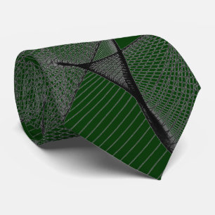Black Emerald Green & Silver "Spider Web" Stropdas