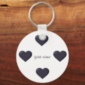 Black Emoji Hearts and '' Jouw naam here " Sleutelhanger (Voorkant)