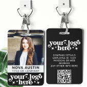Black Employee Foto-ID met QR-code Business Logo Badge