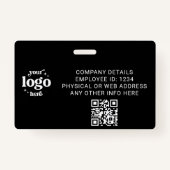 Black Employee Foto-ID met QR-code Business Logo Badge (Achterkant)