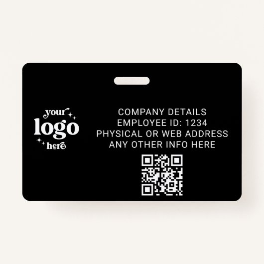 Black Employee Foto-ID met QR-code Business Logo Badge (Achterkant)