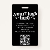 Black Employee Foto-ID met QR-code Business Logo Badge (Achterkant)