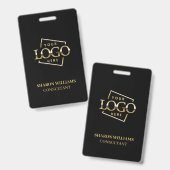 Black Employee ID with Custom Business Logo Badge (Voor- en achterkant)