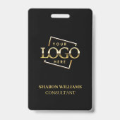 Black Employee ID with Custom Business Logo Badge (Achterkant)