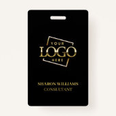 Black Employee ID with Custom Business Logo Badge (Achterkant)