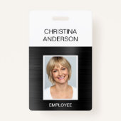Black Employee - Naam foto Corporate Metallic Badge (Voorkant)