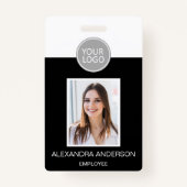 Black Employee Name Logo Foto Bedrijfswerk Badge (Voorkant)