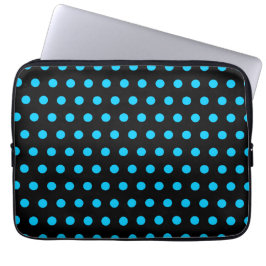 Black en Aqua Polka Dots Laptop Sleeve
