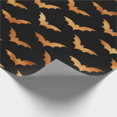 Black en Copper Halloween Bats Cadeaupapier (Hoek)