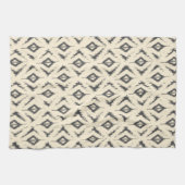 Black en Cream Ikat Diamonds Theedoek (Horizontaal)