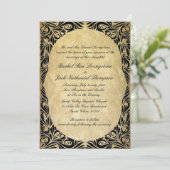  Black en Cream Wedding Kaart (Staand voorkant)
