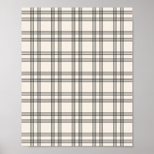 Black en Cream White Gingham Poster