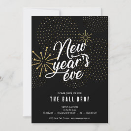 Black en Gold Ball Drop Oudejaarsavond Party Kaart
