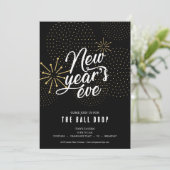 Black en Gold Ball Drop Oudejaarsavond Party Kaart (Staand voorkant)
