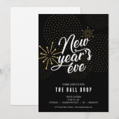 Black en Gold Ball Drop Oudejaarsavond Party Kaart (Voorkant / Achterkant)