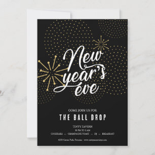Black en Gold Ball Drop Oudejaarsavond Party Kaart
