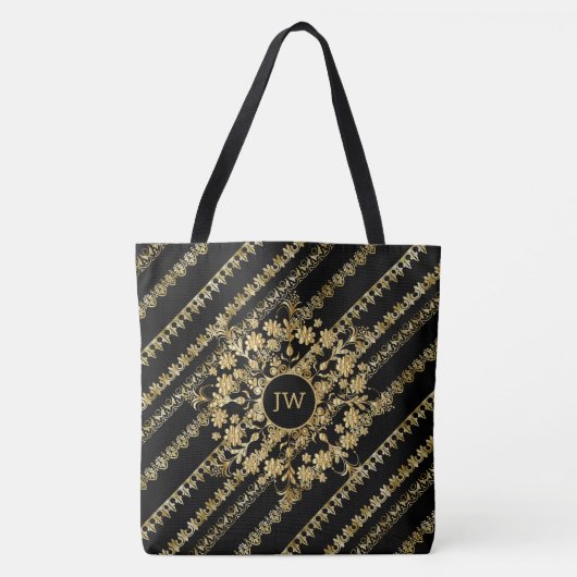 Black en Gold Chic Fun Canvas tas (Voorkant)