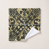Black en Gold Damask Bad Handdoek (Wasdoekje)