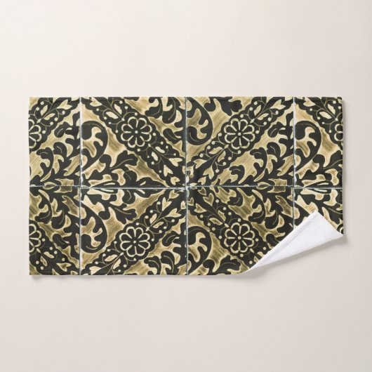 Black en Gold Damask Bad Handdoek (Handdoek)