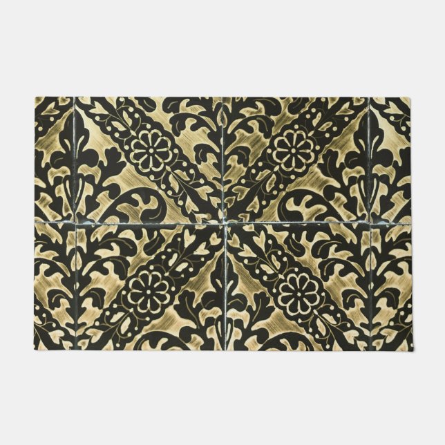 Black en Gold Damask Deurmat (Voorkant)