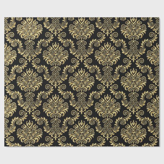 Black en Gold Damask | Papier voor onmiddellijke v (Vlak)