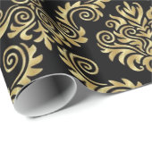 Black en Gold Damask | Papier voor onmiddellijke v (Rol Hoek)