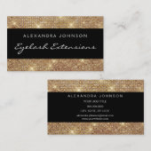 Black en Gold Elegant Sparkly Eyelash Extensions Visitekaartje (Voorkant / Achterkant)