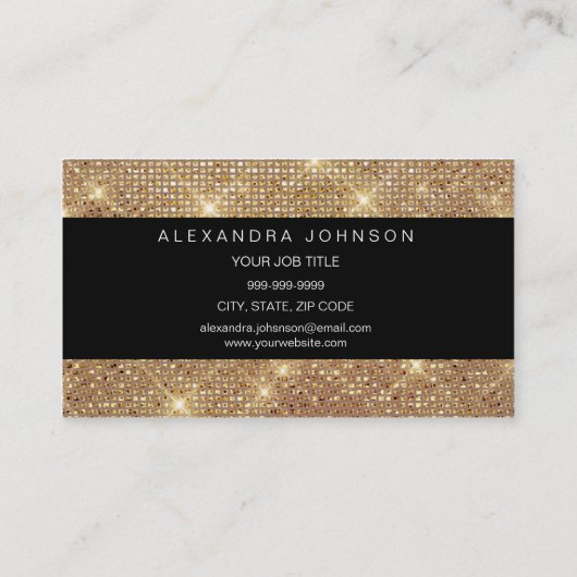 Black en Gold Elegant Sparkly Eyelash Extensions Visitekaartje (Achterkant)